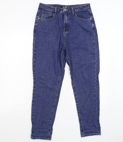 Boohoo Womens Blue  Denim Tapered Jeans Size 12 L26 in