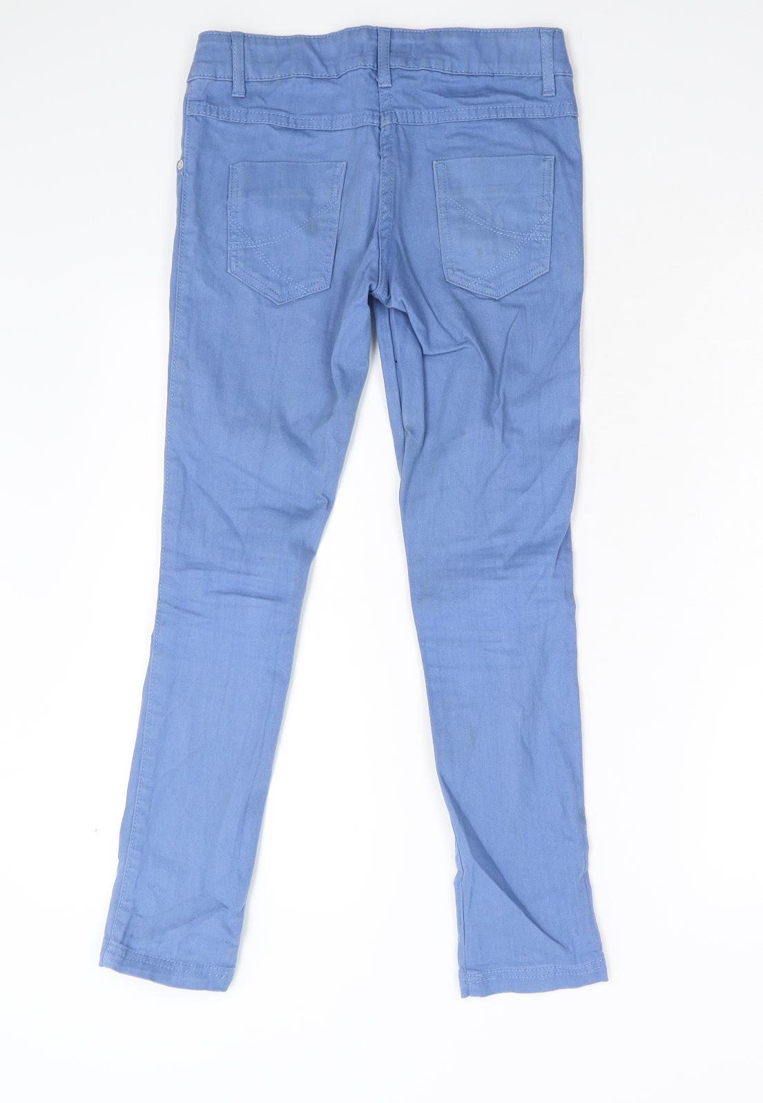 M&S Girls Blue  Damask Skinny Jeans Size 11 Years