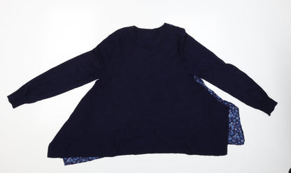 Monsoon Womens Blue Floral  Pullover Jumper Size 14