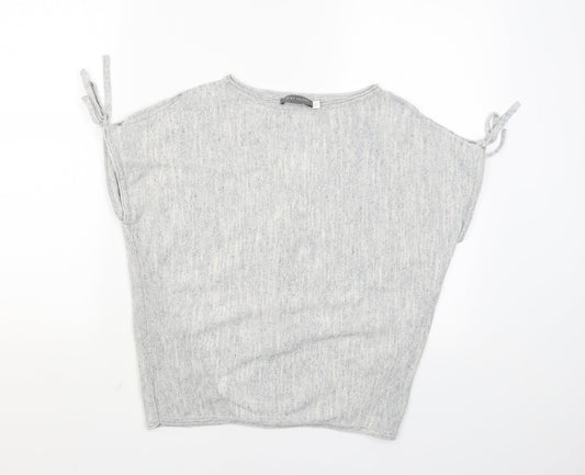 Womens UK Size 10 Mini Velvet Grey Pullover Jumper