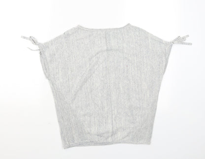 Womens UK Size 10 Mini Velvet Grey Pullover Jumper