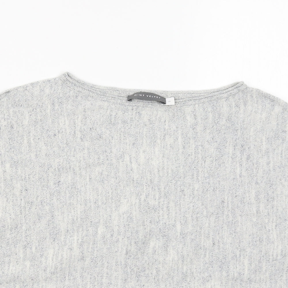 Womens UK Size 10 Mini Velvet Grey Pullover Jumper