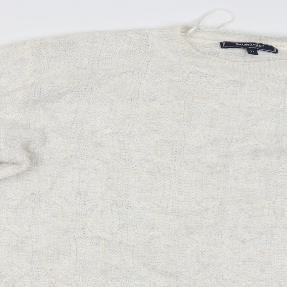 Womens UK Size 12 Maine White Pullover Jumper