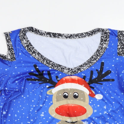 Preworn Womens Blue Fair Isle  Top Pyjama Top Size S  - Rudolph Christmas