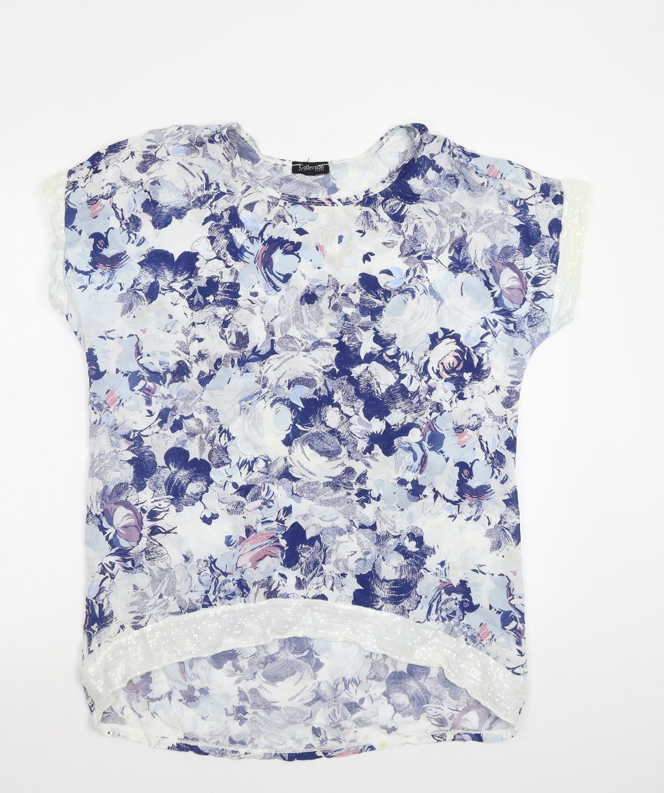 First Avenue Womens White Floral  Basic Blouse Size L