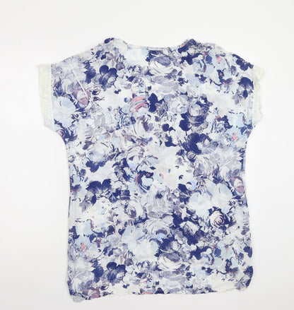 First Avenue Womens White Floral  Basic Blouse Size L