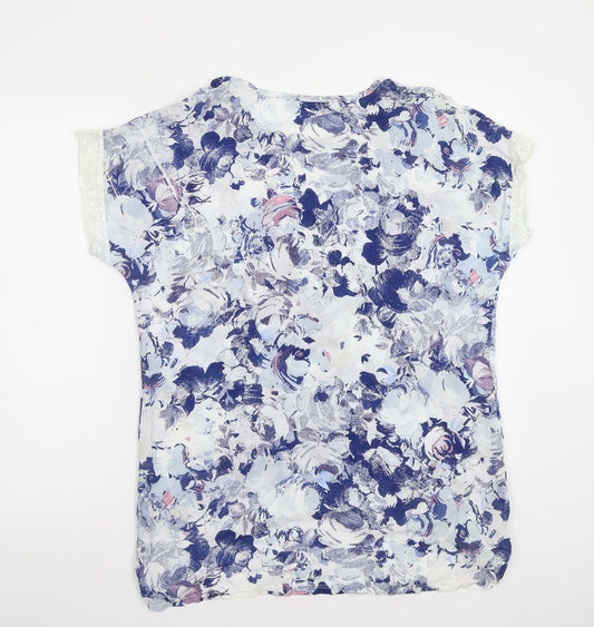 First Avenue Womens White Floral  Basic Blouse Size L