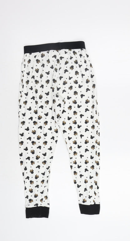 Disney Girls White Geometric  Kimono Pyjama Pants Size 9-10 Years  - Mickey and Minnie