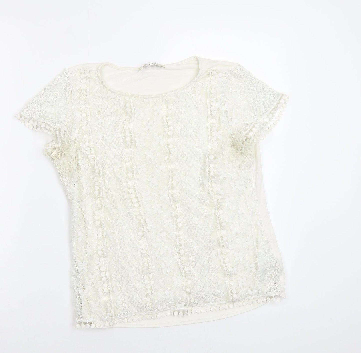 Womens UK Size M Oasis White Basic Blouse