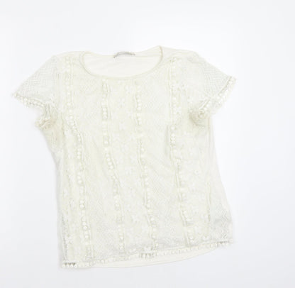 Womens UK Size M Oasis White Basic Blouse