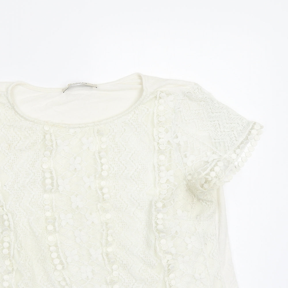 Womens UK Size M Oasis White Basic Blouse
