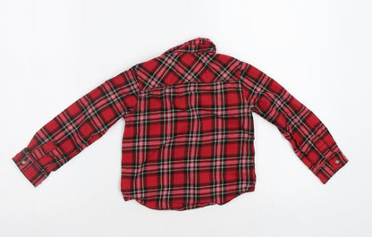 Mm&Co Boys Red Check  Basic Button-Up Size 2-3 Years