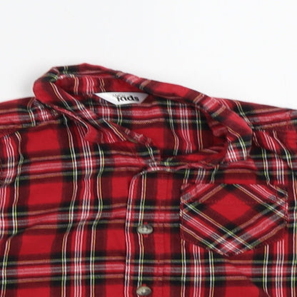 Mm&Co Boys Red Check  Basic Button-Up Size 2-3 Years