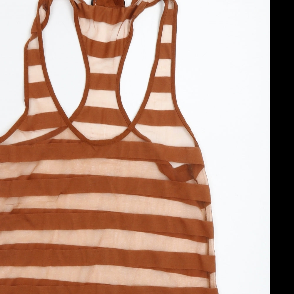 Primark Womens Brown Striped  Basic Tank Size 10
