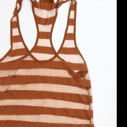 Primark Womens Brown Striped  Basic Tank Size 10