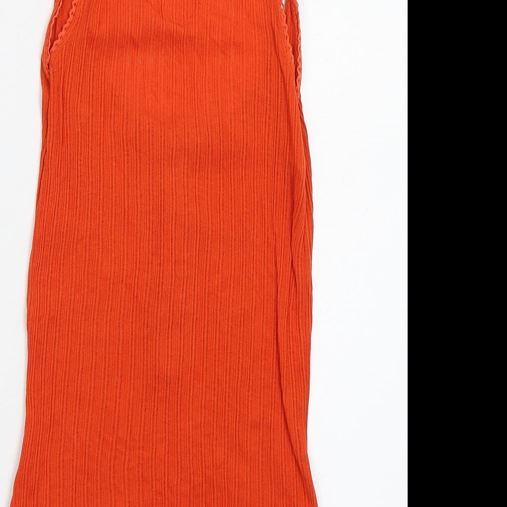 Womens UK Size S Preworn Orange Camisole Tank
