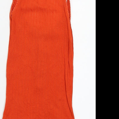 Womens UK Size S Preworn Orange Camisole Tank