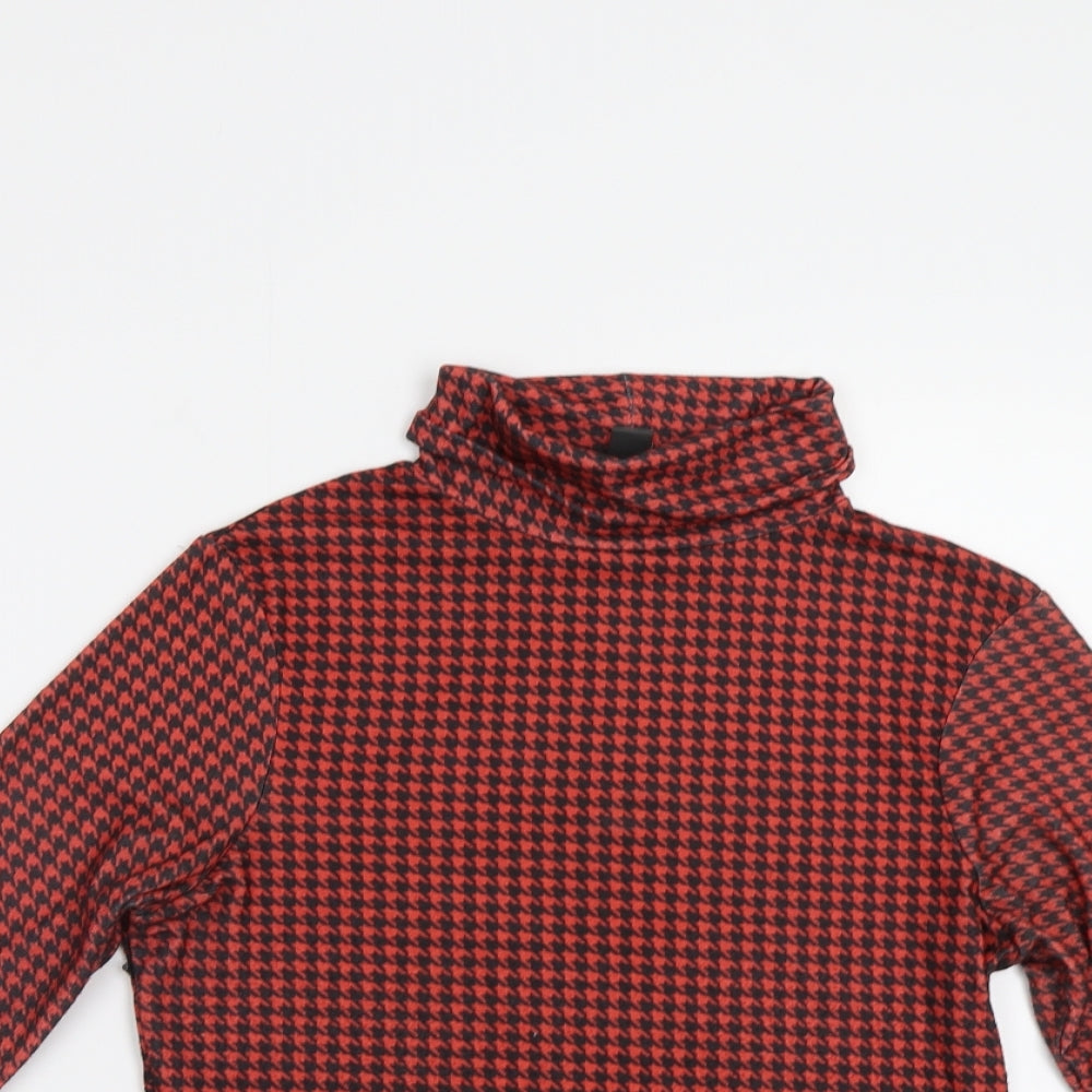Primark Womens Red Houndstooth  Basic T-Shirt Size S
