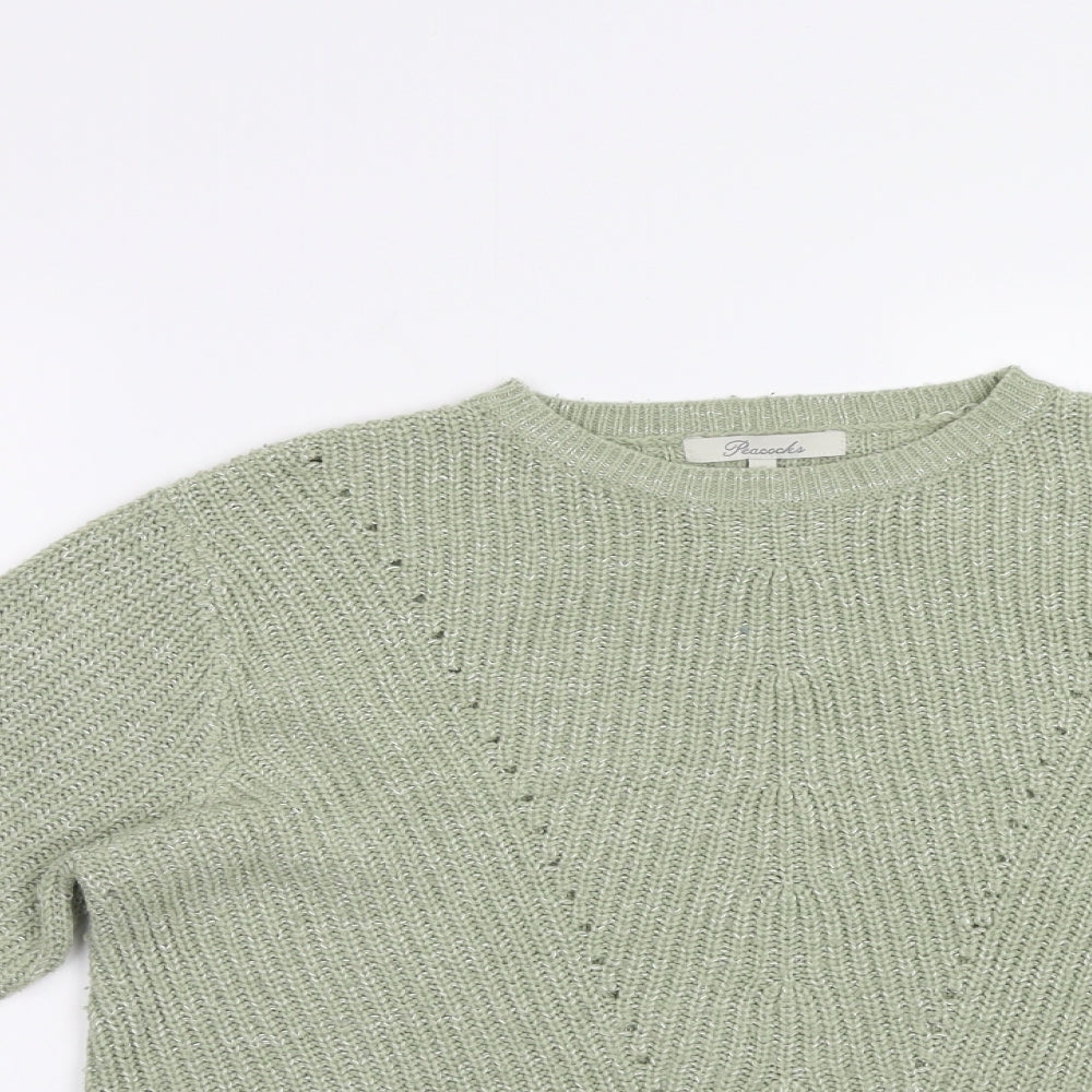 Womens UK Size S Peacocs Green Pullover Jumper