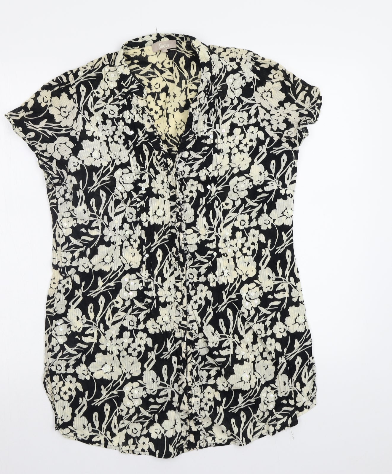 Womens UK Size 14 Soon Black Basic Blouse