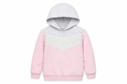Front view of I Love Girlswear girls’ pink pullover hoodie, size 8, years - sequin detail