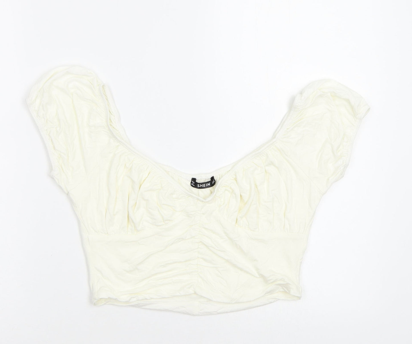SheIn Womens Ivory  Rayon Cropped Blouse Size M