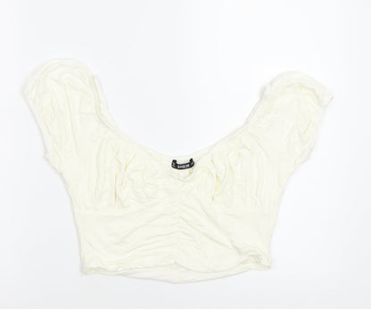 SheIn Womens Ivory  Rayon Cropped Blouse Size M