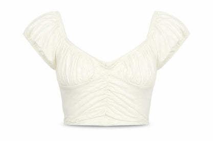 Womens UK Size M SheIn Ivory Cropped Blouse