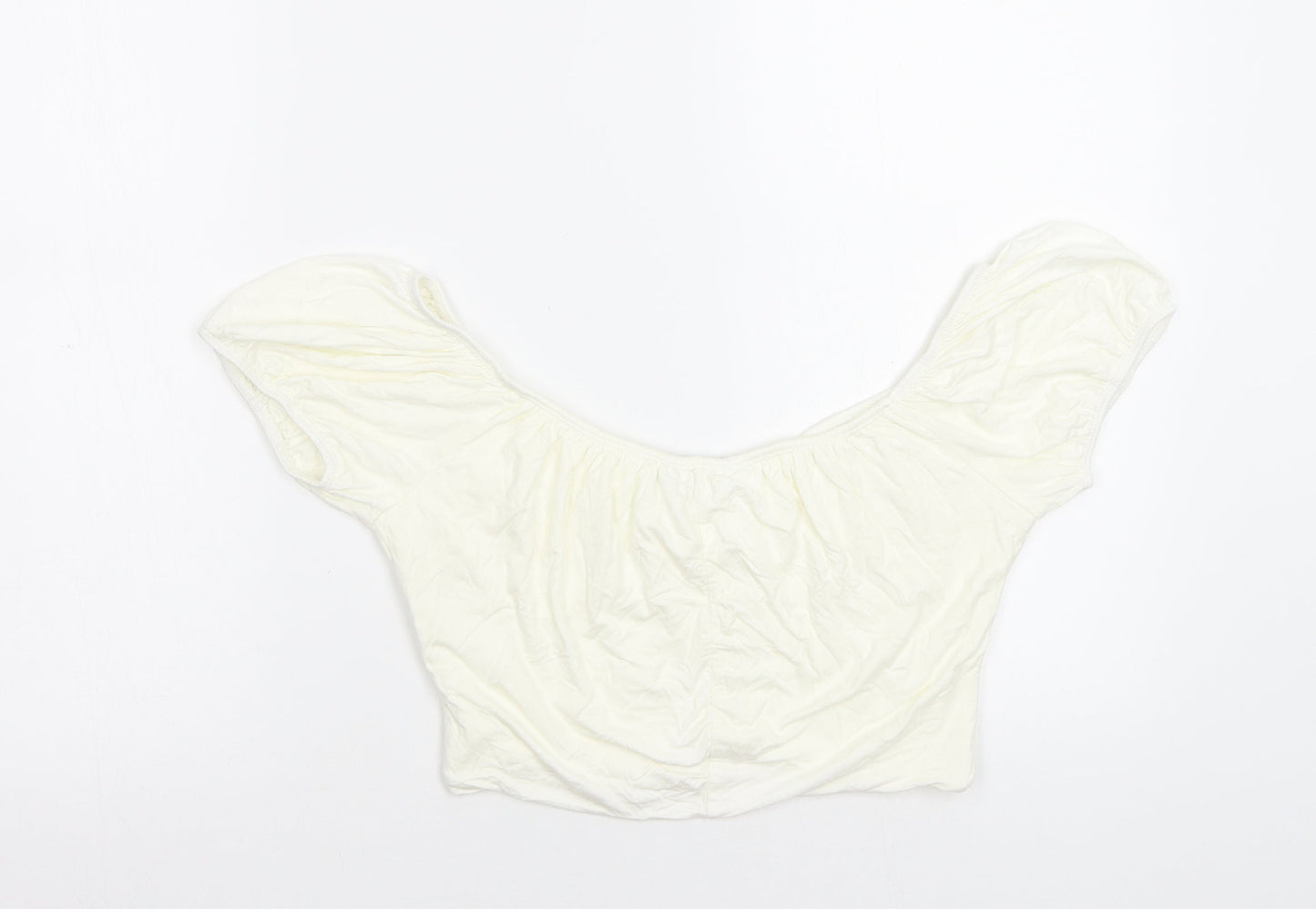 SheIn Womens Ivory  Rayon Cropped Blouse Size M