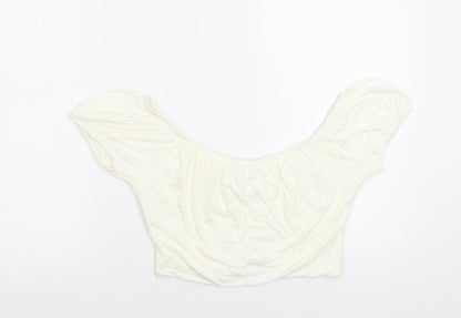 SheIn Womens Ivory  Rayon Cropped Blouse Size M