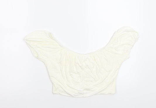 SheIn Womens Ivory  Rayon Cropped Blouse Size M