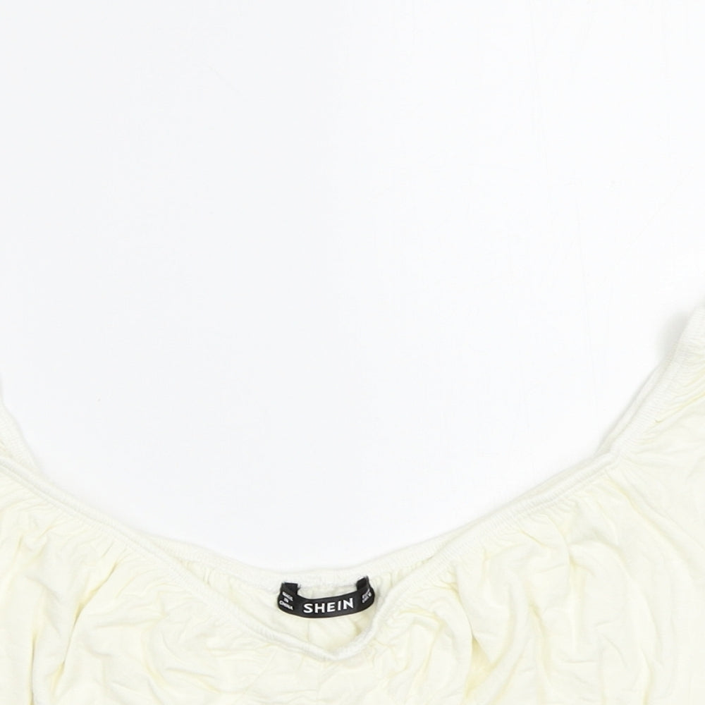 SheIn Womens Ivory  Rayon Cropped Blouse Size M