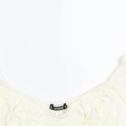 SheIn Womens Ivory  Rayon Cropped Blouse Size M