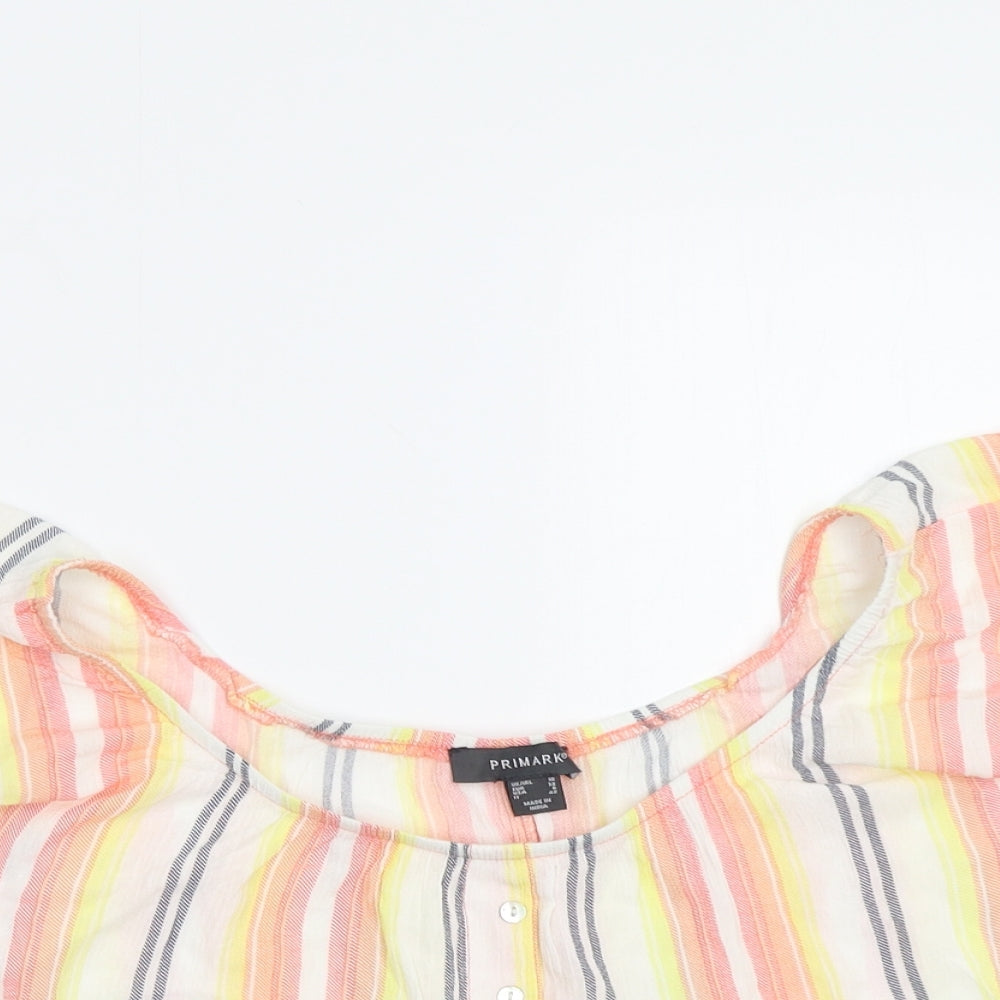 Primark Womens Multicoloured Striped  Cropped Blouse Size 10