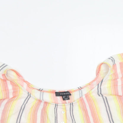 Primark Womens Multicoloured Striped  Cropped Blouse Size 10