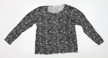 Isle Womens Black Geometric  Cardigan Jumper Size L