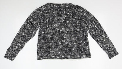 Isle Womens Black Geometric  Cardigan Jumper Size L