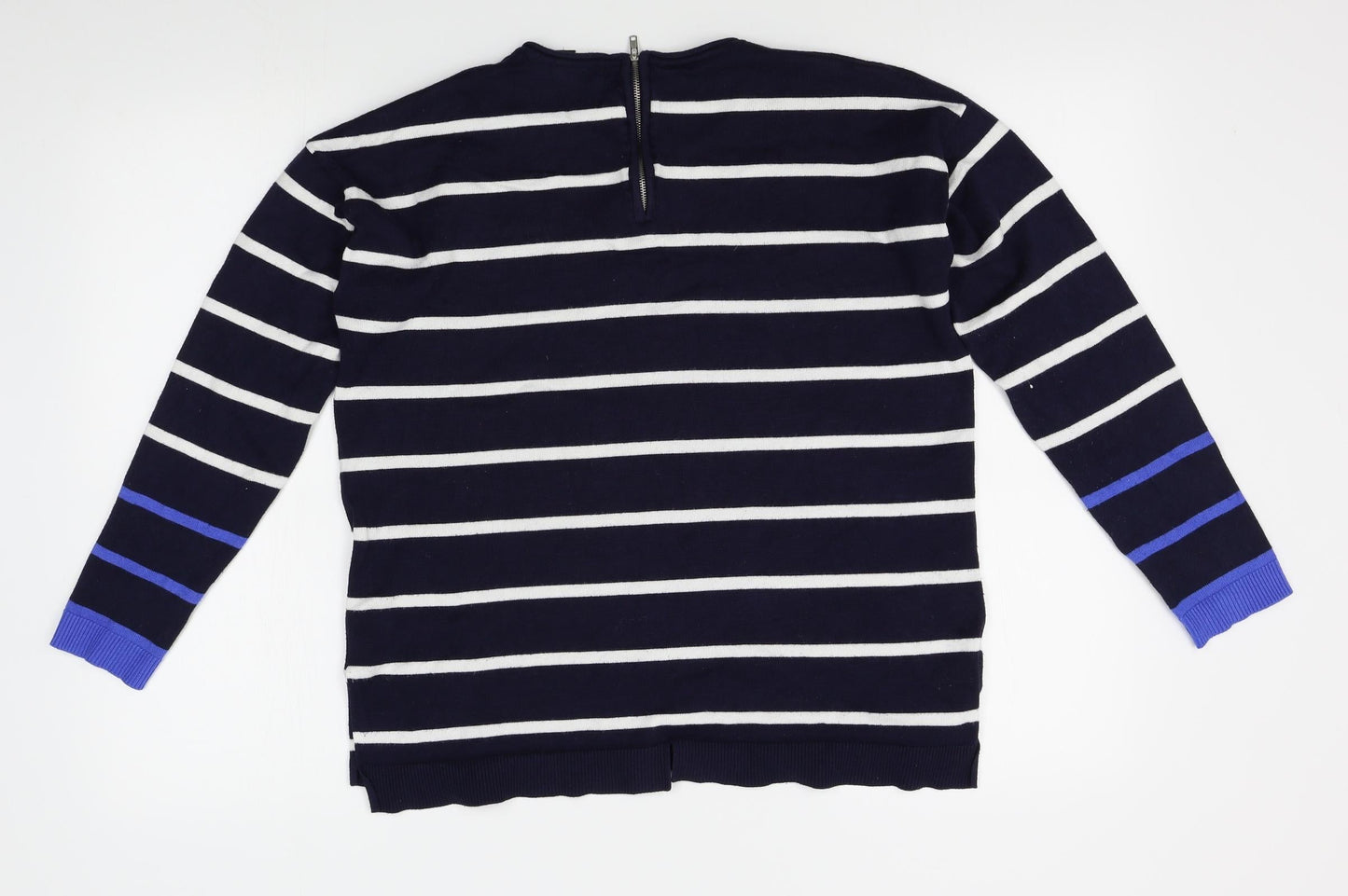 89th & Madison Womens Blue Striped  Pullover Jumper Size M