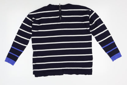 89th & Madison Womens Blue Striped  Pullover Jumper Size M