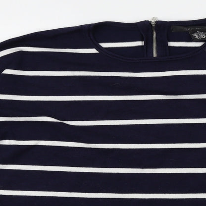 89th & Madison Womens Blue Striped  Pullover Jumper Size M