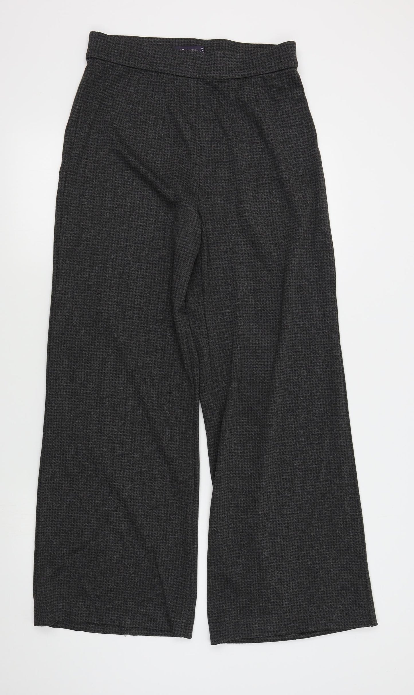 M&S Womens Grey Check  Trousers  Size 12 L28 in