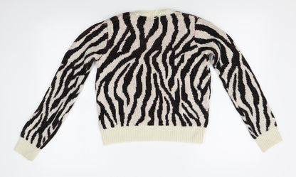 Primark Womens Beige Animal Print  Pullover Jumper Size 2XS