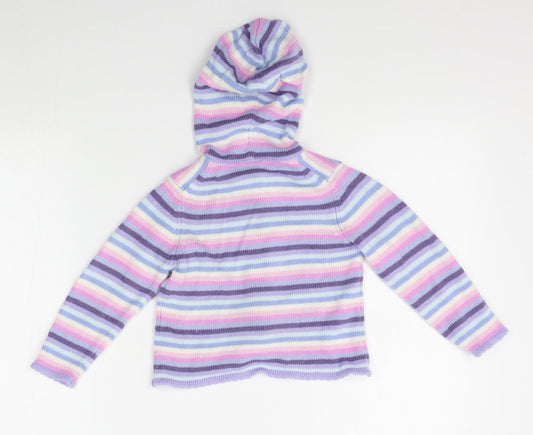 NEXT Girls Purple Striped  Full Zip Jumper Size 3 Years