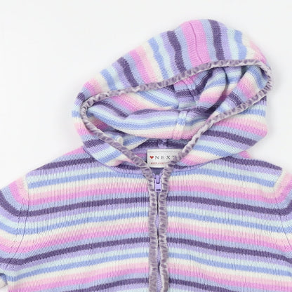 NEXT Girls Purple Striped  Full Zip Jumper Size 3 Years
