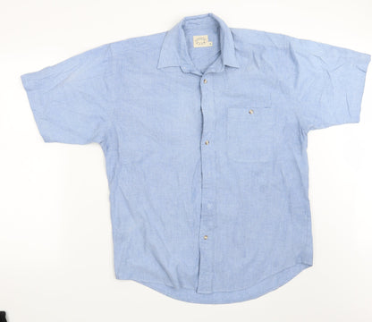 Mens UK Size S Casual Club Blue  Button-Up Short Sleeve Casual Shirt