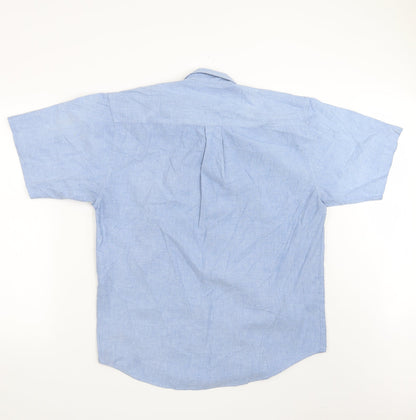 Mens UK Size S Casual Club Blue  Button-Up Short Sleeve Casual Shirt
