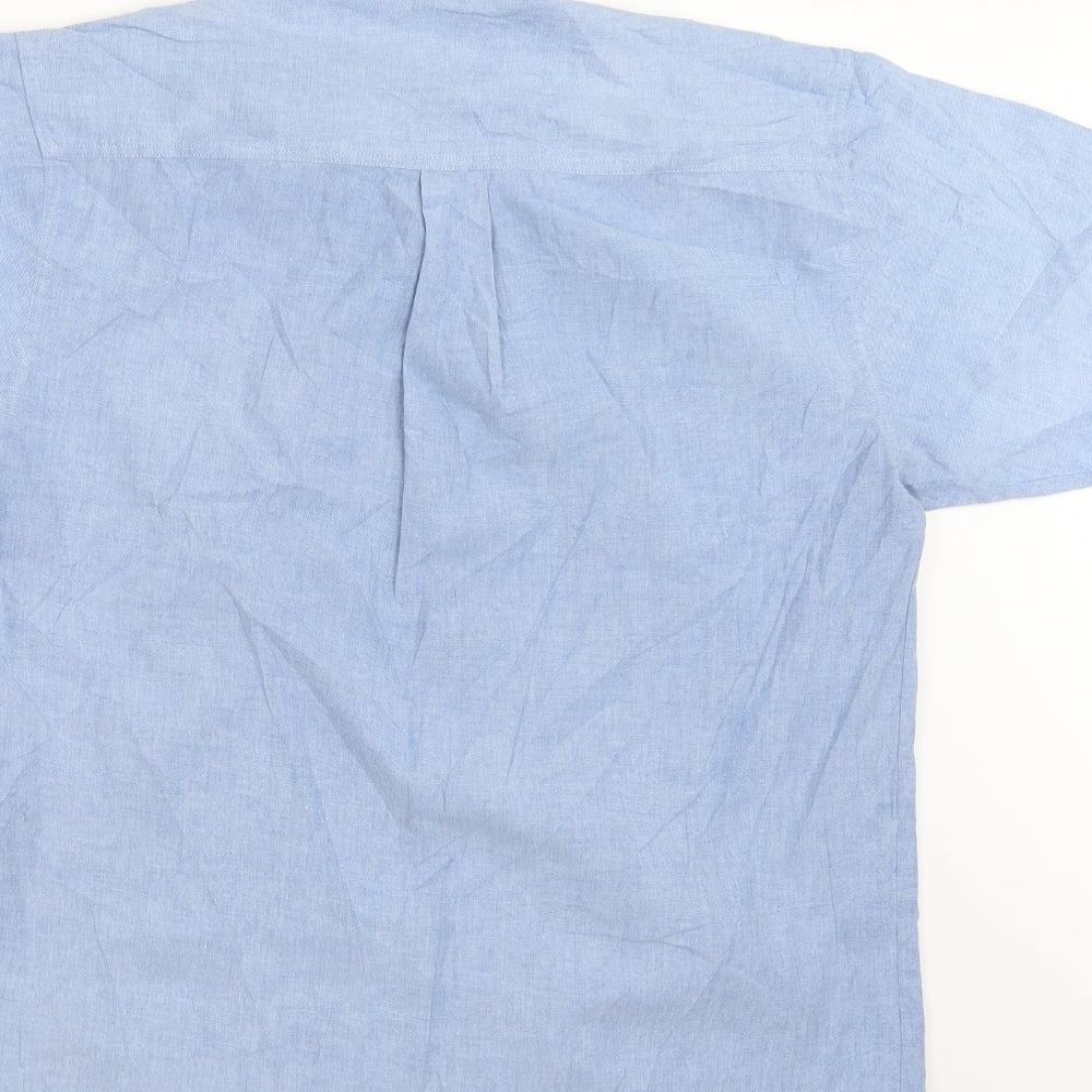 Mens UK Size S Casual Club Blue  Button-Up Short Sleeve Casual Shirt