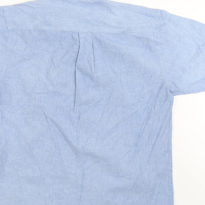 Mens UK Size S Casual Club Blue  Button-Up Short Sleeve Casual Shirt