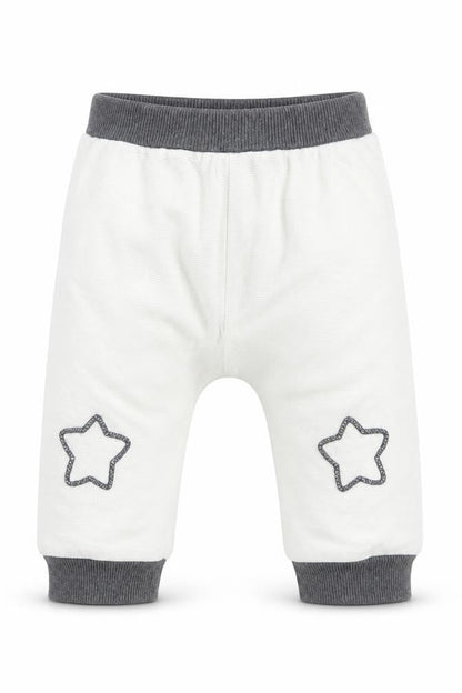 Front view of Disney Baby Baby White Knit Capri Trousers, size 12-18, Months