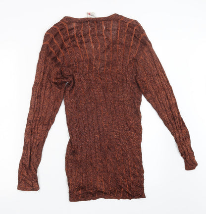 Womens UK Size S NEXT Orange Cardigan Jumper